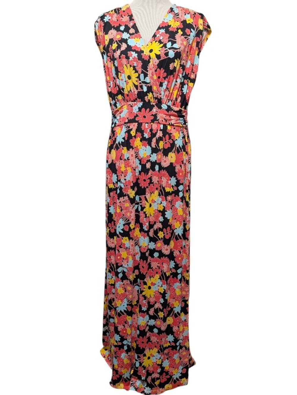 Modcloth Womens Size XL Colorful Bali Breeze Floral V-Neckline Casual Maxi Dress